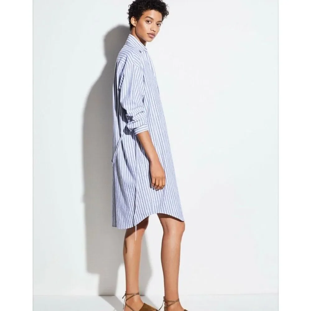 VINCE striped button down shirt dress size large - Picture 2 of 7